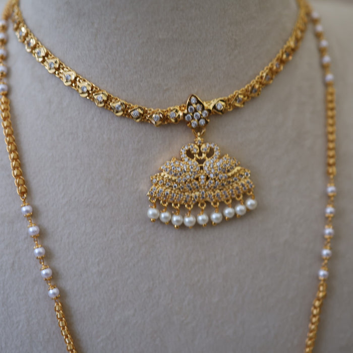 Heritage gold plated gold padakam necklace set with earrings HPS2006