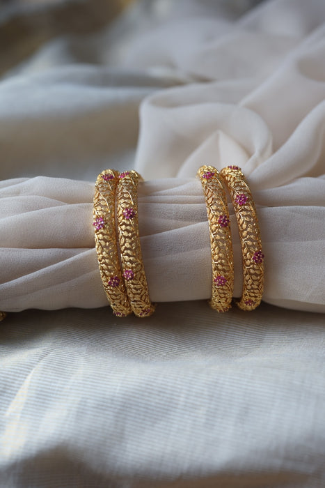 Heritage gold plated white stone bangle HB445