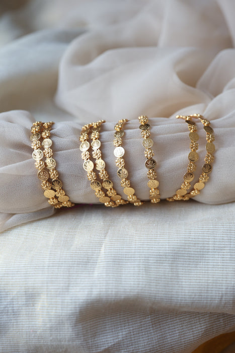 Heritage gold plated coin design bangle HB3554