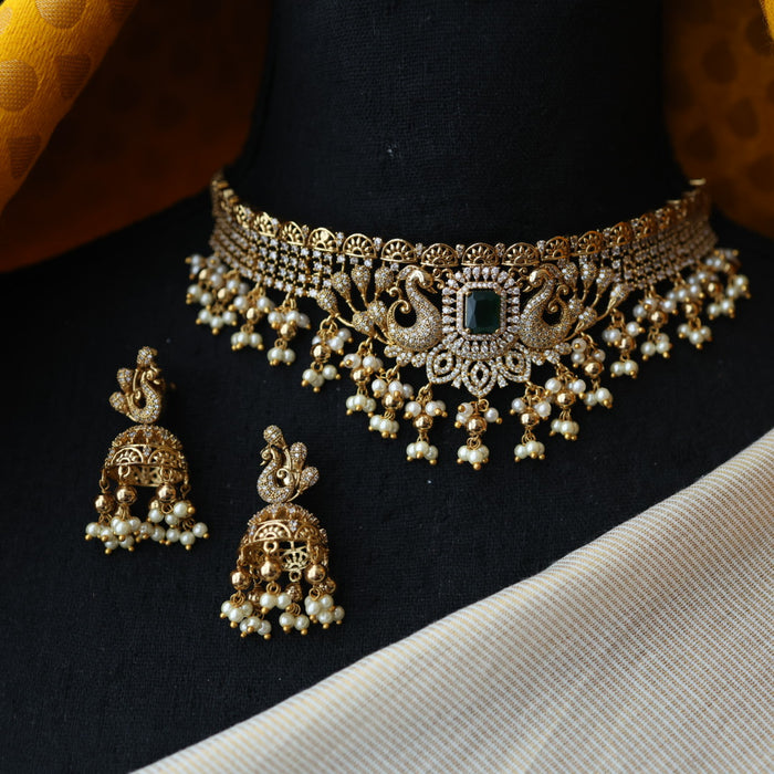 Antique pearl choker necklace and earrings CCB17889