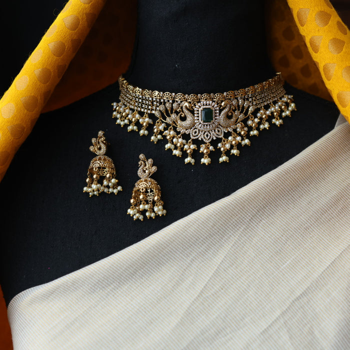 Antique pearl choker necklace and earrings CCB17889