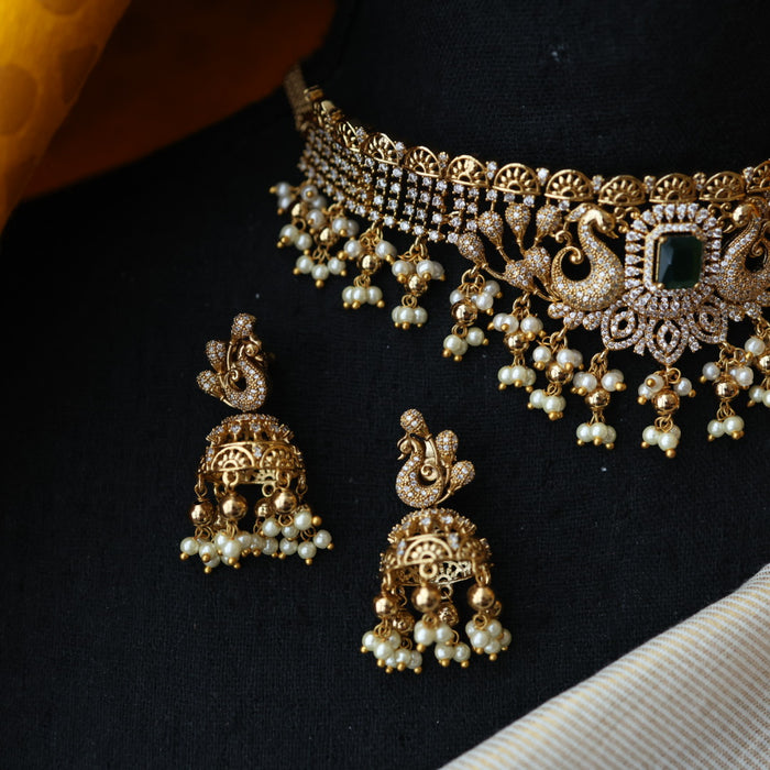 Antique pearl choker necklace and earrings CCB17889
