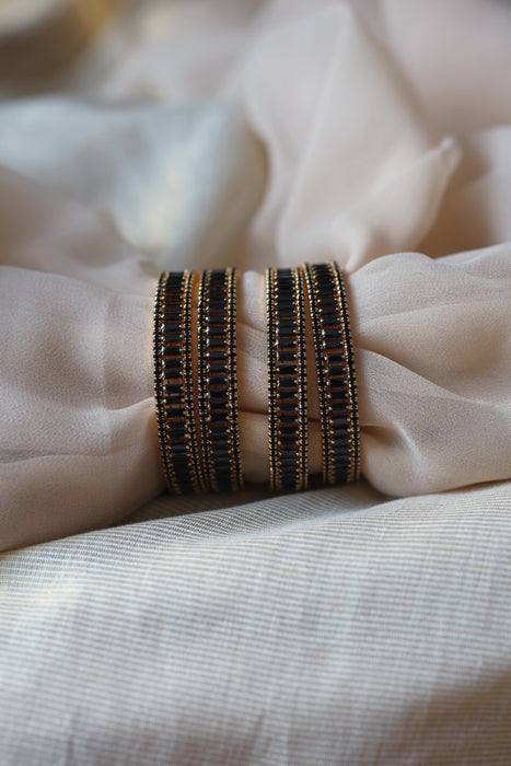 Heritage gold plated white stone bangle HB5324