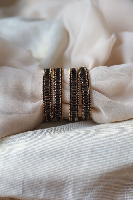 Heritage gold plated white stone bangle HB5324