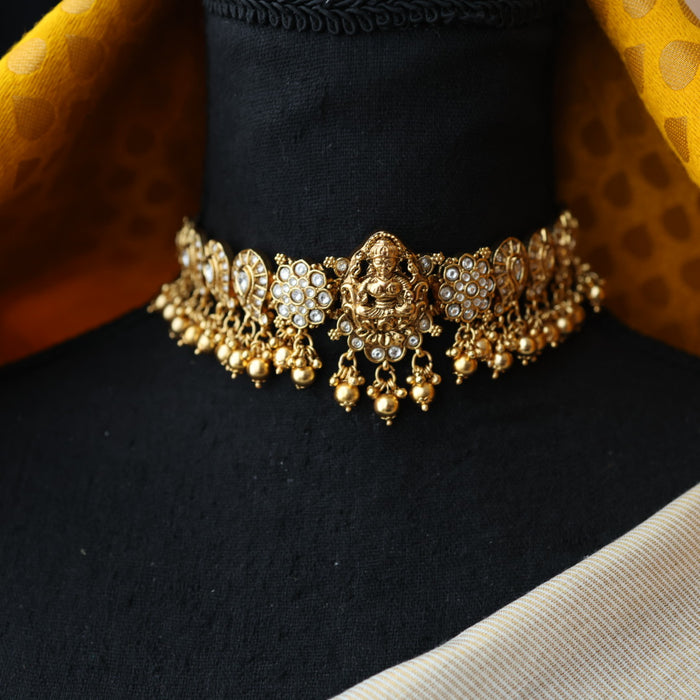 Antique white stone choker necklace and earrings CCB20981
