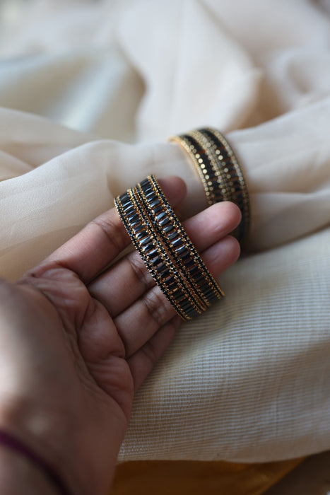 Heritage gold plated white stone bangle HB5324