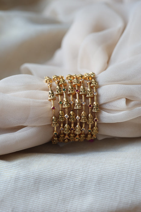 Heritage gold plated white stone bangle HB4323