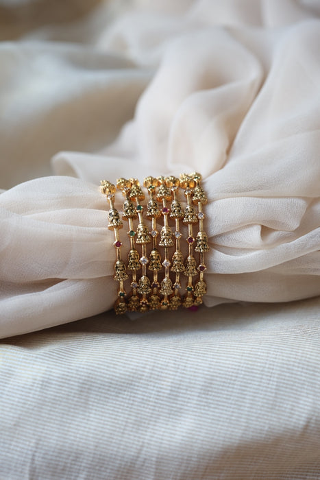Heritage gold plated white stone bangle HB4323