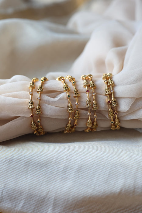 Heritage gold plated white stone bangle HB4323