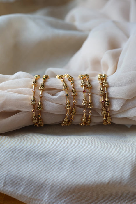 Heritage gold plated white stone bangle HB4323