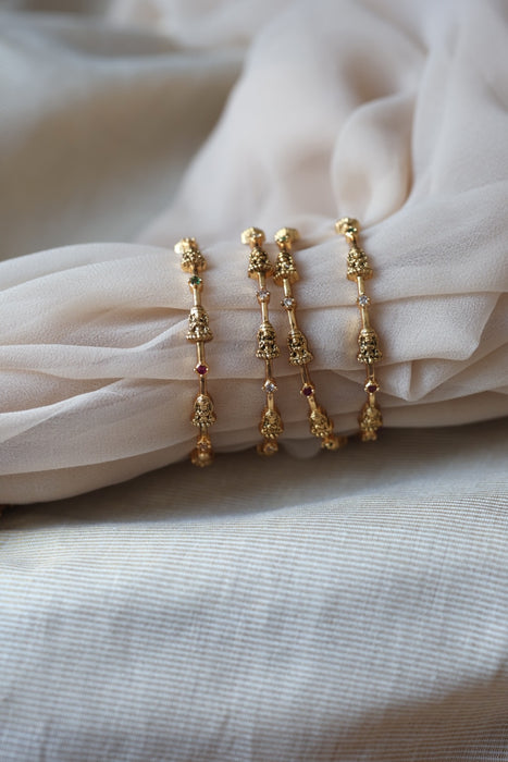 Heritage gold plated white stone bangle HB4323