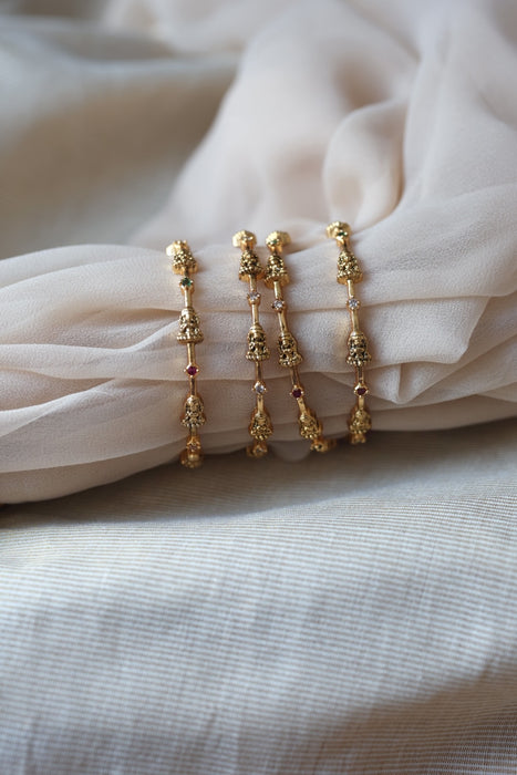 Heritage gold plated white stone bangle HB4323