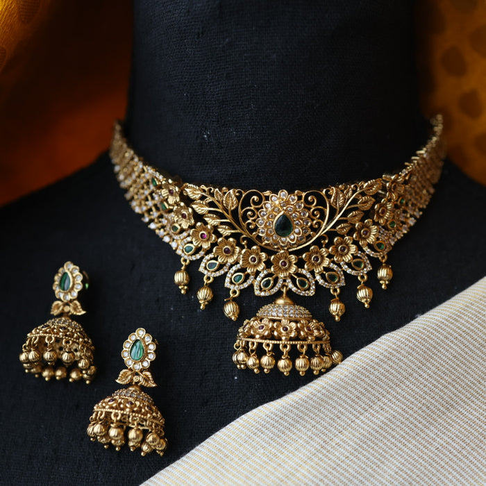 Antique pearl choker necklace and earrings CCB209780