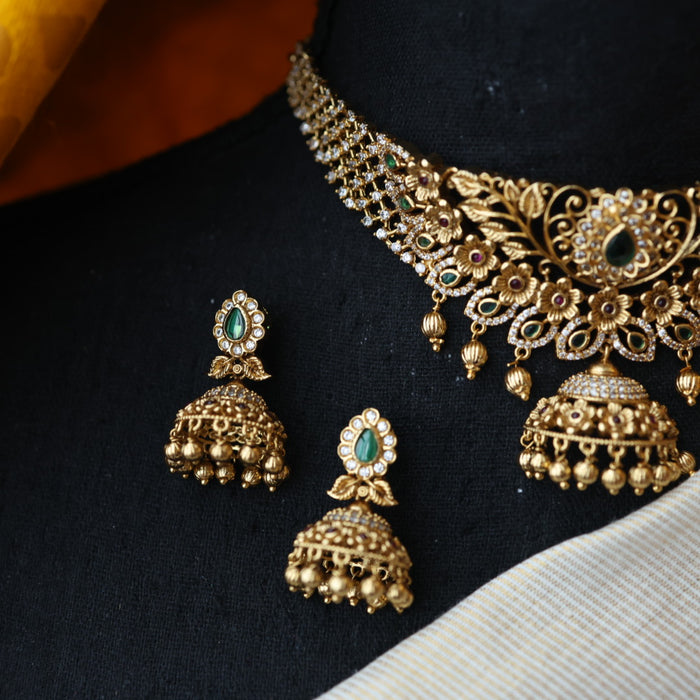 Antique pearl choker necklace and earrings CCB209780