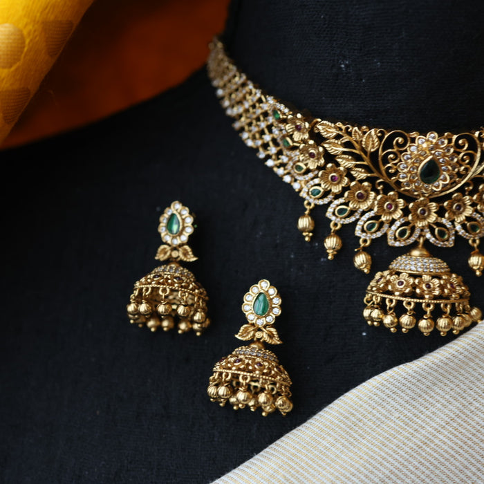Antique pearl choker necklace and earrings CCB209780
