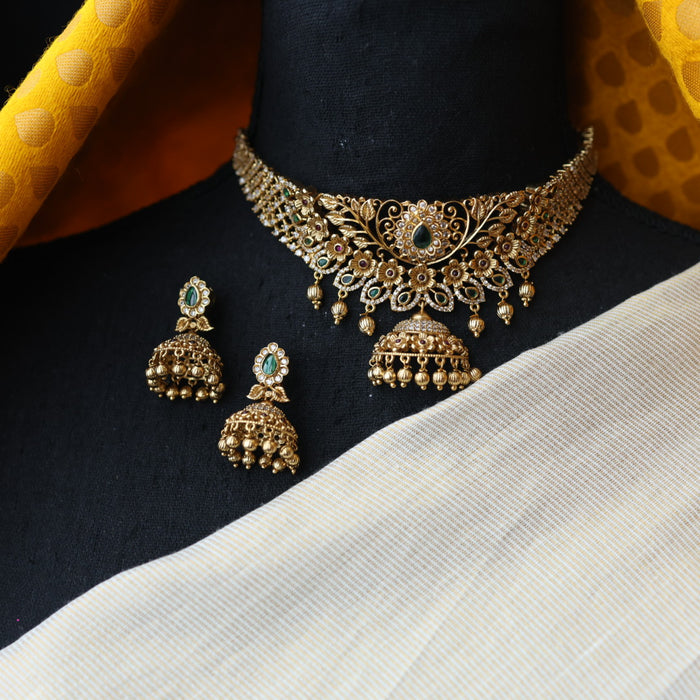 Antique pearl choker necklace and earrings CCB209780