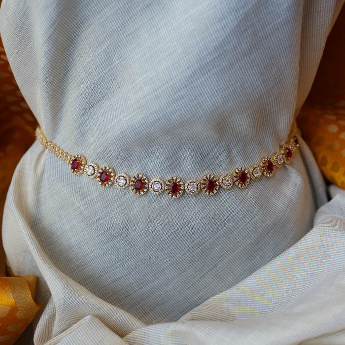 Heritage gold and plated ruby white stone waistchain HW4568