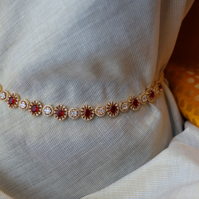 Heritage gold and plated ruby white stone waistchain HW4568