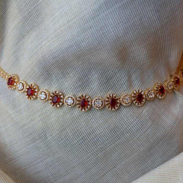 Heritage gold and plated ruby white stone waistchain HW4568