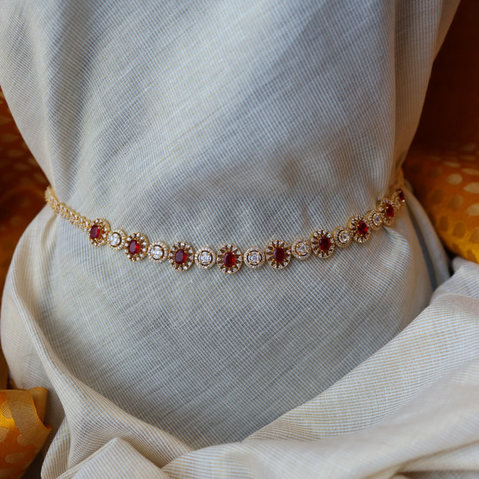 Heritage gold and plated ruby white stone waistchain HW4568