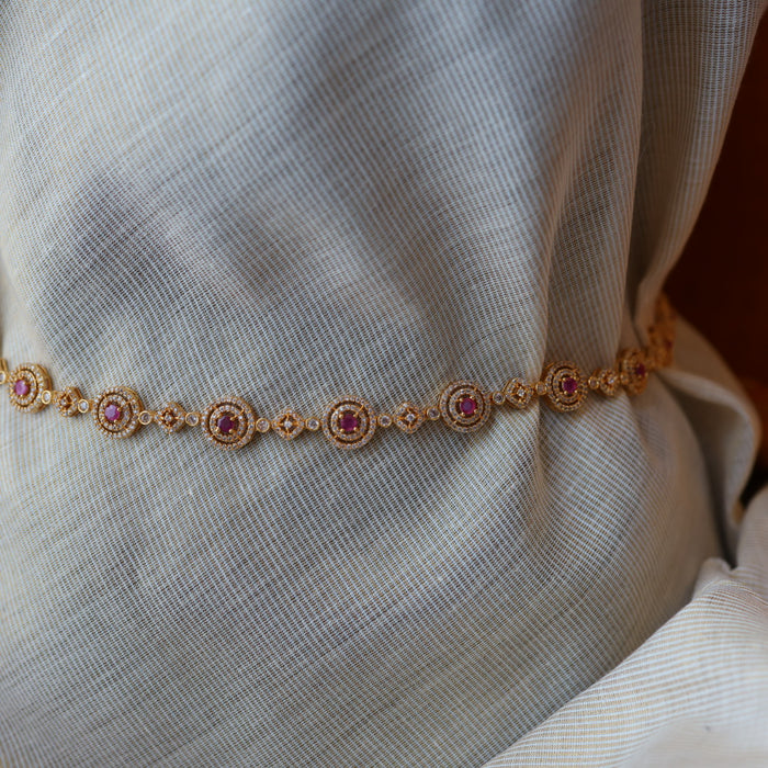 Heritage gold and plated ruby white stone waistchain  HW923