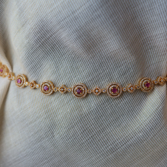 Heritage gold and plated ruby white stone waistchain  HW923
