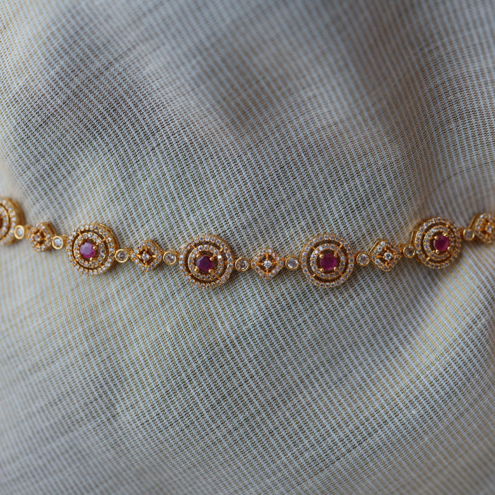 Heritage gold and plated ruby white stone waistchain  HW923