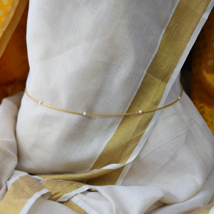 Heritage plain gold coin and pearl design waistchain  HW7990