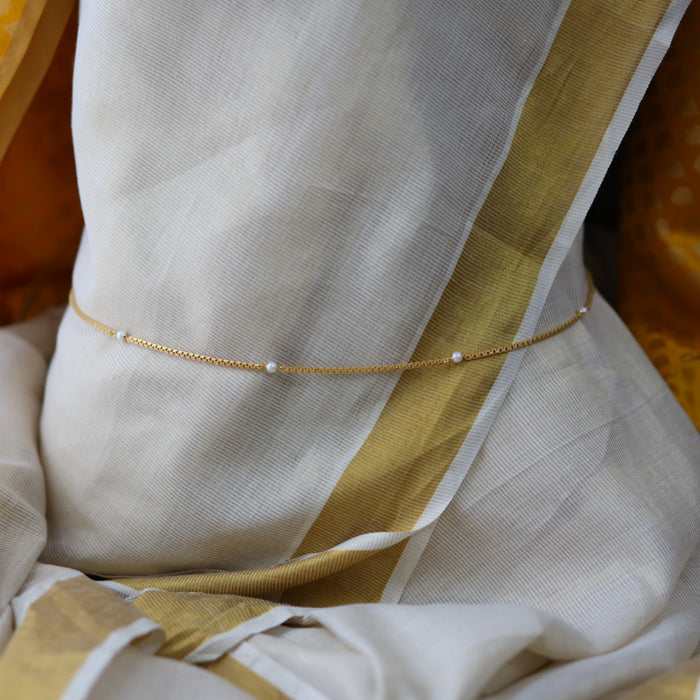 Heritage plain gold coin and pearl design waistchain  HW7990