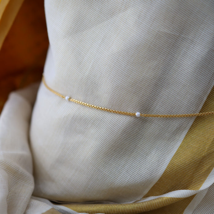 Heritage plain gold coin and pearl design waistchain  HW7990