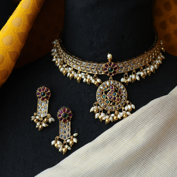 Antique pearl choker necklace and earrings CCB20976