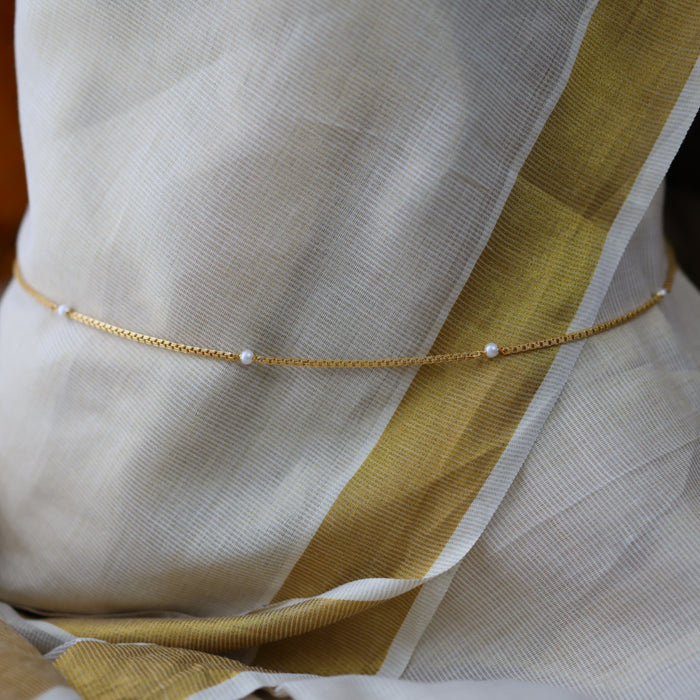 Heritage plain gold coin and pearl design waistchain  HW7990