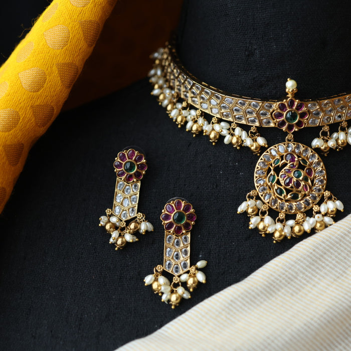 Antique pearl choker necklace and earrings CCB20976