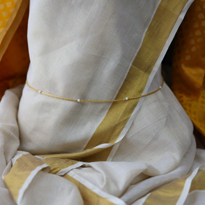 Heritage plain gold coin and pearl design waistchain  HW7990