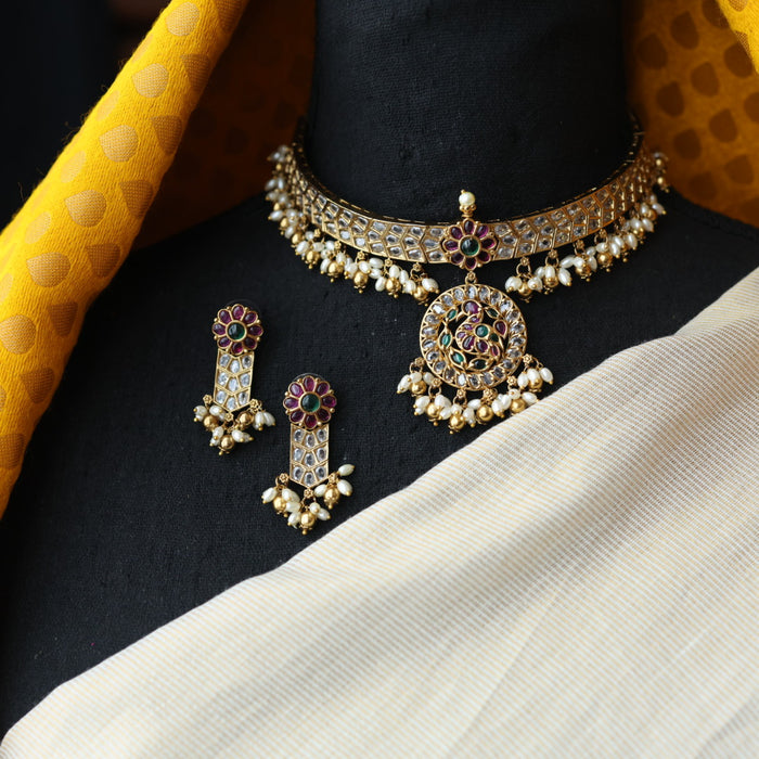 Antique pearl choker necklace and earrings CCB20976