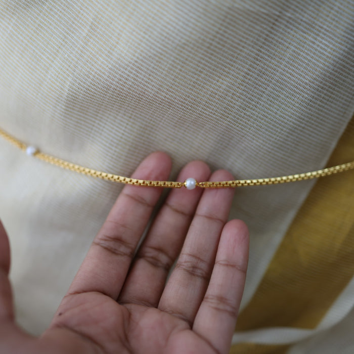 Heritage plain gold coin and pearl design waistchain  HW7990