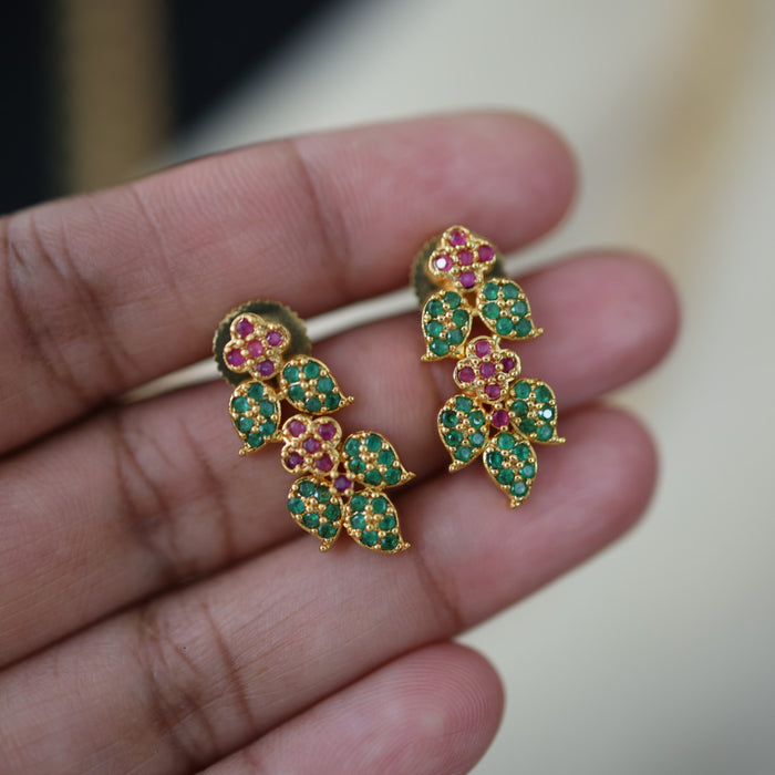 Heritage gold plated ruby green stone mango long necklace HL754