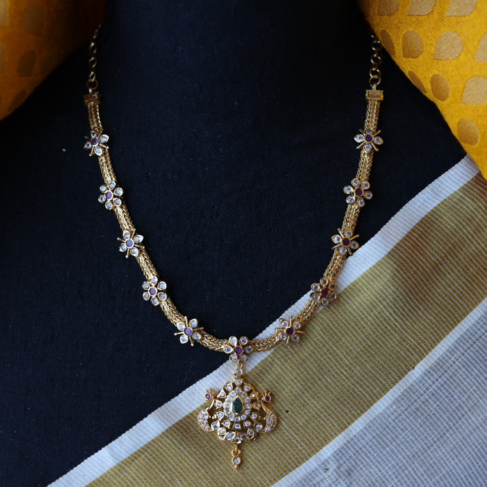 Heritage gold plated short necklace earrings H4331