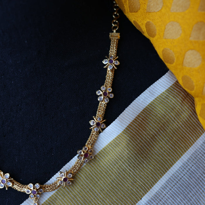 Heritage gold plated short necklace earrings H4331