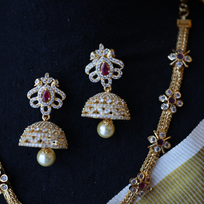 Heritage gold plated short necklace earrings H4331