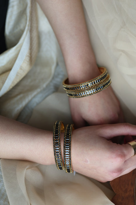 Heritage gold plated white stone bangle HB5324