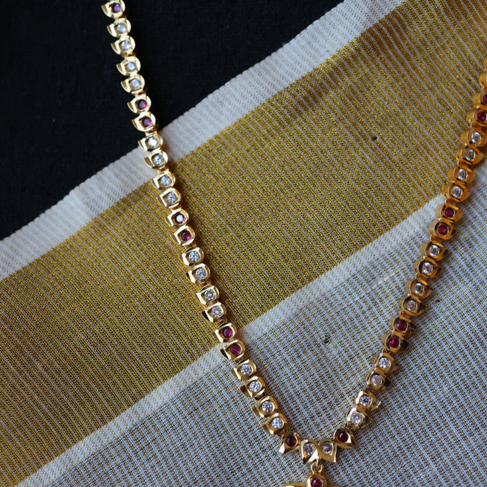Heritage gold plated ruby white stone necklace set with earrings HP201