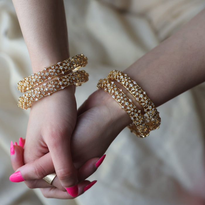 Heritage gold plated white stone bangle HB61134 (Set of 2 bangles)