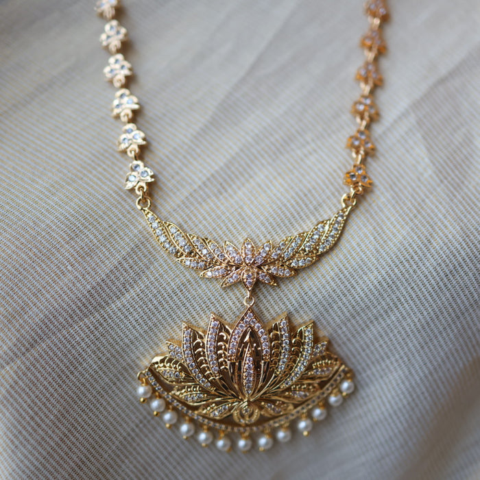 Heritage gold plated padakam long necklace set HP11165