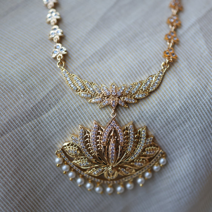 Heritage gold plated padakam long necklace set HP11165