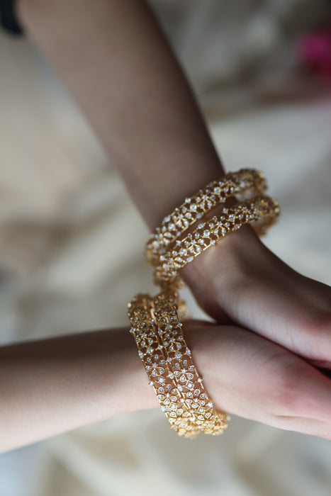 Heritage gold plated white stone bangle HB61134 (Set of 2 bangles)