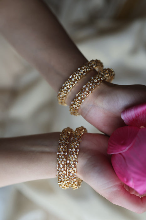 Heritage gold plated white stone bangle HB61134 (Set of 2 bangles)