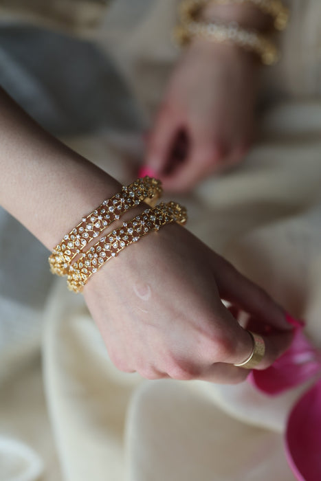 Heritage gold plated white stone bangle HB61134 (Set of 2 bangles)