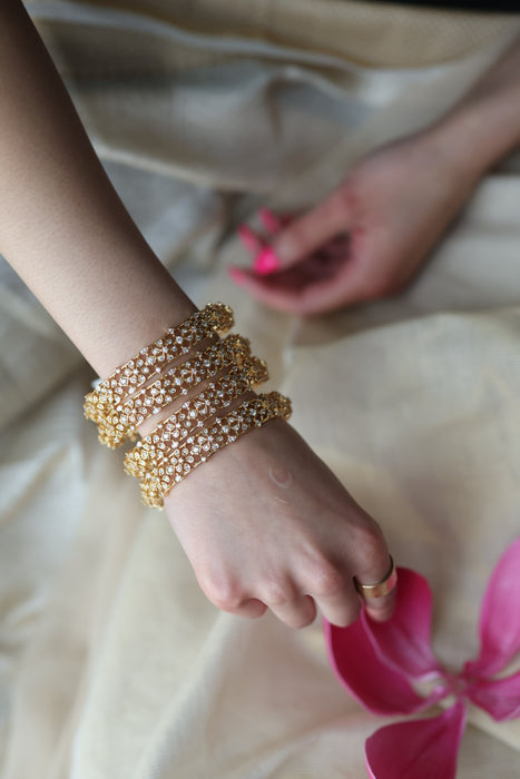 Heritage gold plated white stone bangle HB61134 (Set of 2 bangles)