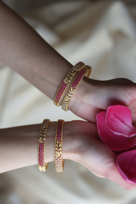 Heritage gold plated white stone bangle HB6963